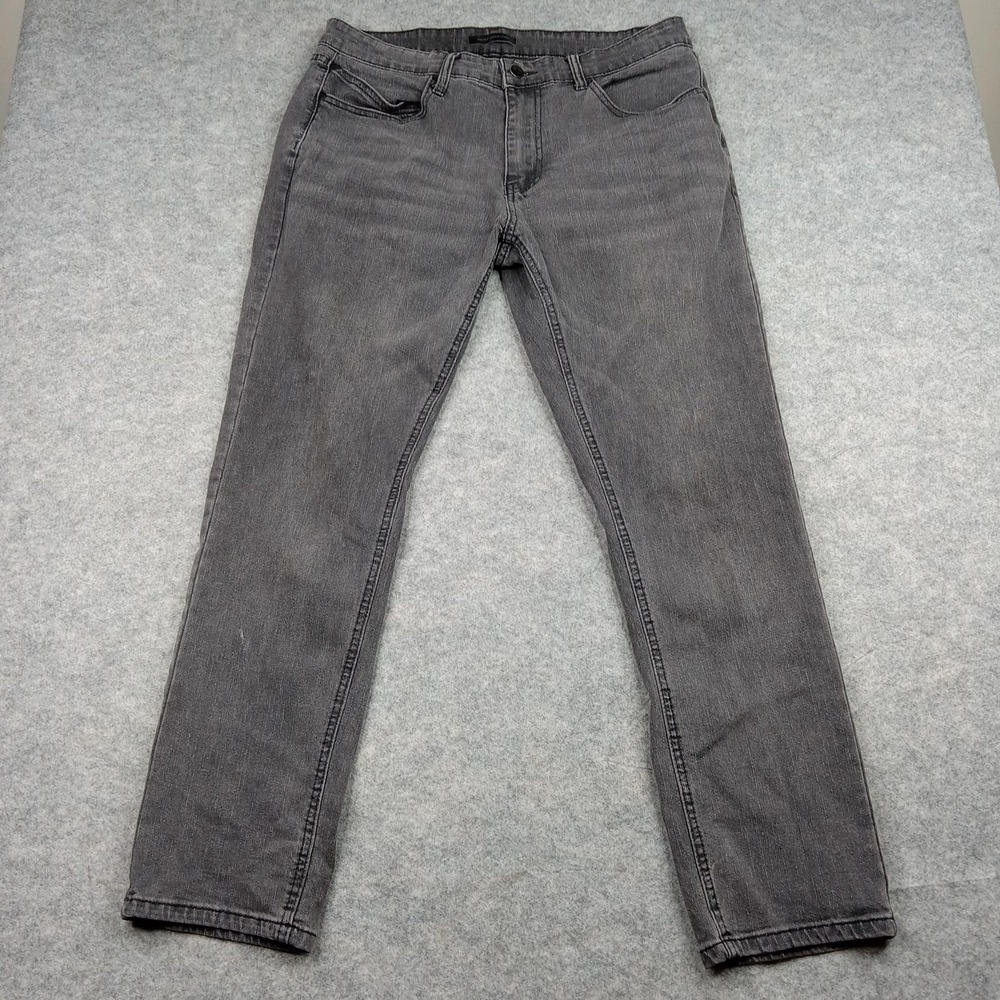 French‎ Connection Jeans Mens 34x30 Gray Denim Stretch Slim Straight Faded pANTS